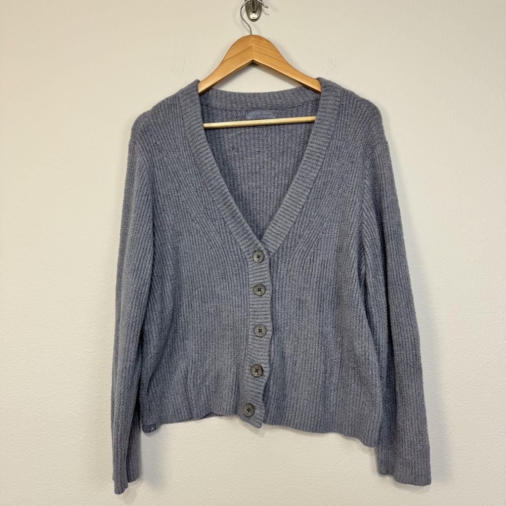 Barefoot Dreams Cozychic Lite Cardigan Women's XL Blue Button Knit Sweater